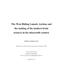 The West Riding Lunatic Asylum and the Making of the Modern Brain Sciences in the Nineteenth Century