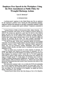 Employee Free Speech in the Workplace: Using the First Amendment As Public Policy for Wrongful Discharge Actions