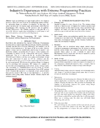 Industry's Experiences with Extreme Programming Practices Dr