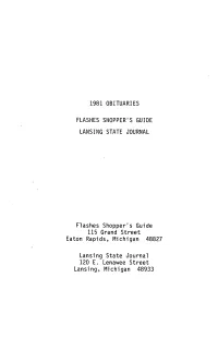Obituaries Flashes Shopper's Guide