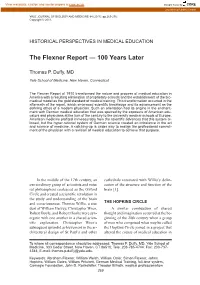 The Flexner Report ― 100 Years Later