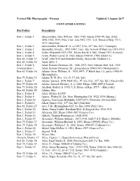 Vertical File Photographs – Persons Updated 1 August 2017 CONTAINER LISTING