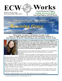 Annual Meeting 2017 Edition Going Green in 2018 Last Print Edition of ECW Works