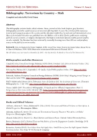 Bibliography: Terrorism by Country – Mali Compiled and Selected by David Teiner