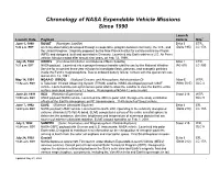 Chronology of NASA Expendable Vehicle Missions Since 1990