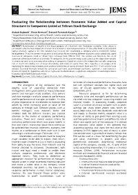 Evaluating the Relationship Between Economic Value Added and Capital Structure in Companies Listed at Tehran Stock Exchange
