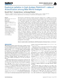 Explosive Radiation in High Andean Hypericum—Rates of Diversification