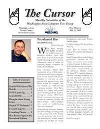 Monthly Newsletter of the Washington Area Computer User Group