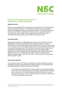 Overview of the Assessment Process for National Star College at Hereford