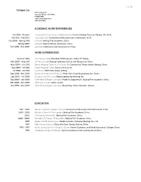 Academic Work Experiences Work Experiences