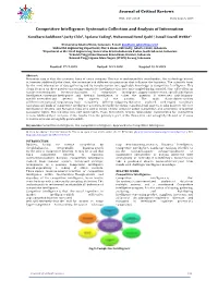 Competitive Intelligence: Systematic Collection and Analysis of Information