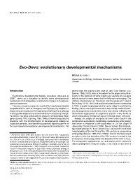 Evo-Devo: Evolutionary Developmental Mechanisms