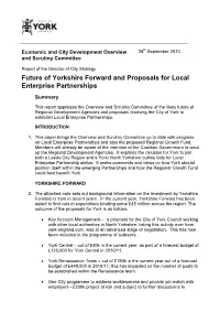Future of Yorkshire Forward and Proposals for Local Enterprise Partnerships