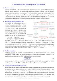 Real Interest Rate and Fisher Equation