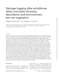 Salvage Logging After Windthrow Alters Microsite Diversity, Abundance And