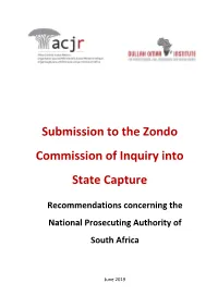 Submission to the Zondo Commission of Inquiry Into State Capture