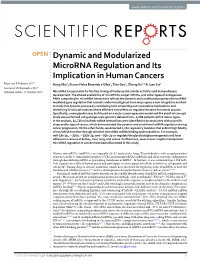 Dynamic and Modularized Microrna Regulation and Its Implication in Human Cancers