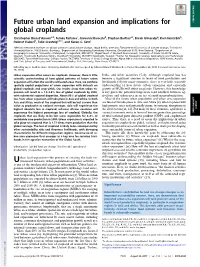 Future Urban Land Expansion and Implications for Global Croplands