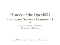 History of the Openbsd Hardware Sensors Framework
