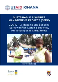 Mapping and Baseline Survey of Fish Landing Beaches, Processing Sites and Markets