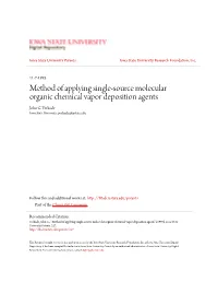 Method of Applying Single-Source Molecular Organic Chemical Vapor Deposition Agents John G