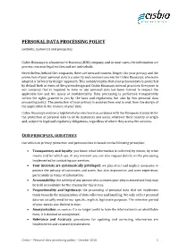 Personal Data Processing Policy