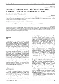 Comparison of Different Material Cutting Technologies in Terms of Their Impact on the Cutting Quality of Structural Steel