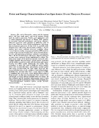 Power and Energy Characterization of an Open Source 25-Core Manycore Processor