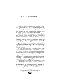 Eulogy of David Held