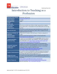 Introduction to Teaching As a Profession