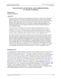 Negotiation of Meaning and Codeswitching in Online Tandems
