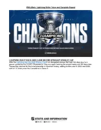 Nhlstats: Lightning Strike Twice and Complete Repeat