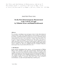 On the First Electromagnetic Measurement of the Velocity of Light by Wilhelm Weber and Rudolf Kohlrausch