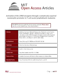 Rahman Et Al 2017 Somatically Acquired Activation of LMO2 in T-ALL