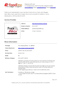 Service Provider Menu Information