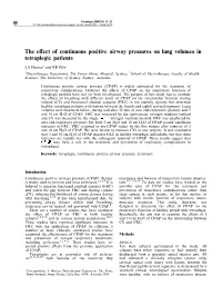 The Effect of Continuous Positive Airway Pressures on Lung Volumes