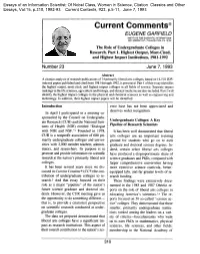 The Role of Undergraduate Colleges in Research. Part 1. Highest Output, Most-Cited, and Highest Impact Institutions, 1981-1992
