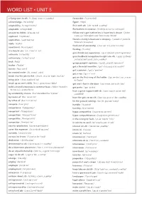 Word List • UNIT 5