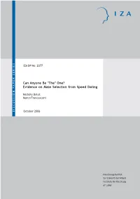 Can Anyone Be “The” One? Evidence on Mate Selection from Speed Dating