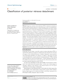 Classification of Posterior Vitreous Detachment