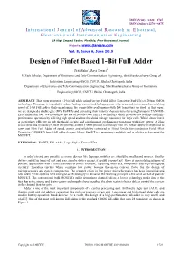 Design of Finfet Based 1-Bit Full Adder