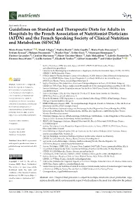 Guidelines on Standard and Therapeutic Diets for Adults