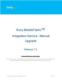 Kony Mobilefabric Integration Service - Manual Upgrade Version 1.3