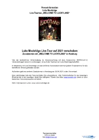 Luke Mockridge Live-Tour Auf 2021 Verschoben Zusatztermin Mit „WELCOME to LUCKYLAND“ in Hamburg