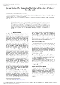 Manual Method for Measuring the External Quantum Efficiency for Solar Cells