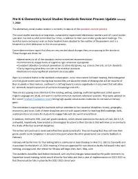 Pre-K-6 Elementary Social Studies Standards Revision Process Update January 7, 2020