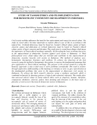 Study of Taoism Ethics and Its Implementation for Democratic Community Development in Indonesia