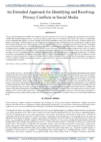 An Extended Approach for Identifying and Resolving Privacy Conflicts in Social Media