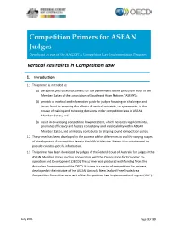 Competition Primers for ASEAN Judges Developed As Part of the AANZFTA Competition Law Implementation Program