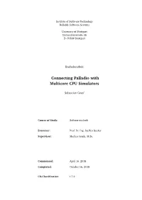 Connecting Palladio with Multicore CPU Simulators